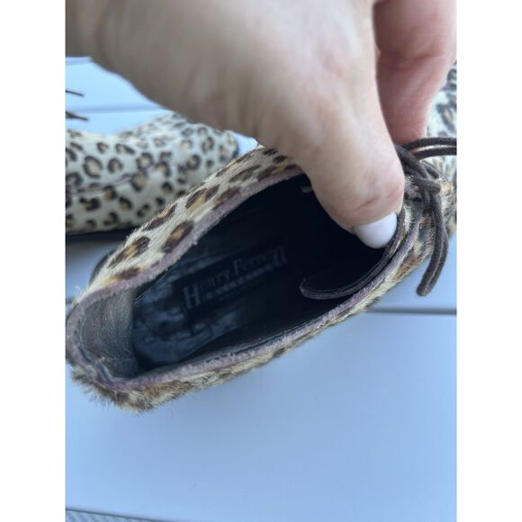 Henry Ferrera Leather/ Calf Hair Leopard Print Booties - Size 40/ 9 - M Brown - Picture 8 of 9